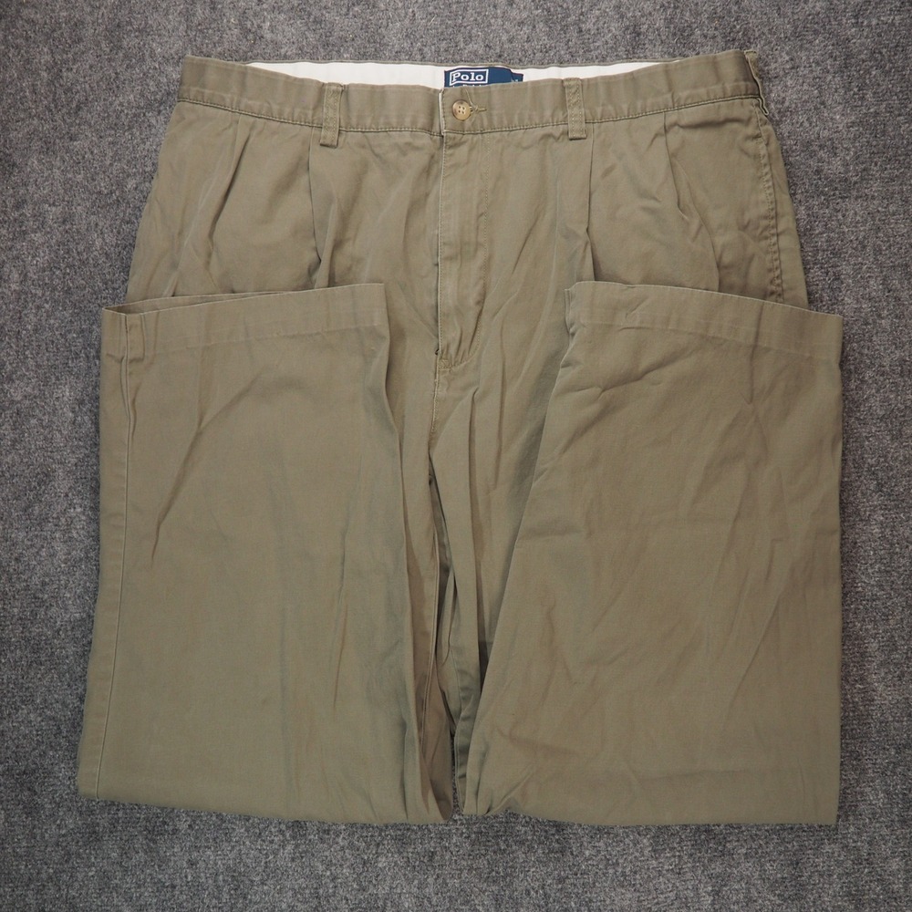 Polo Ralph Lauren Hammond Pant Mens 38x30 Chino Khaki Green Pleated Cotton